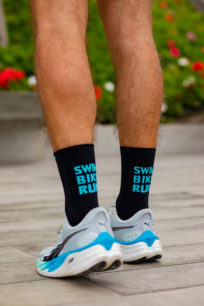 Swim Bike Run Negro Celeste